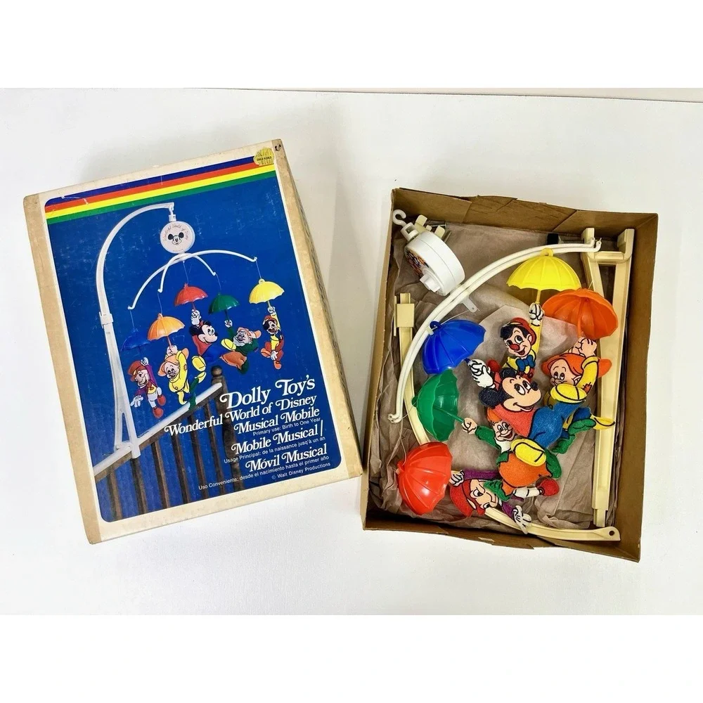 Vtg 1970s Dolly Toy Disney Musical Baby Nursery Mobile Mickey Mouse  Box WORKS